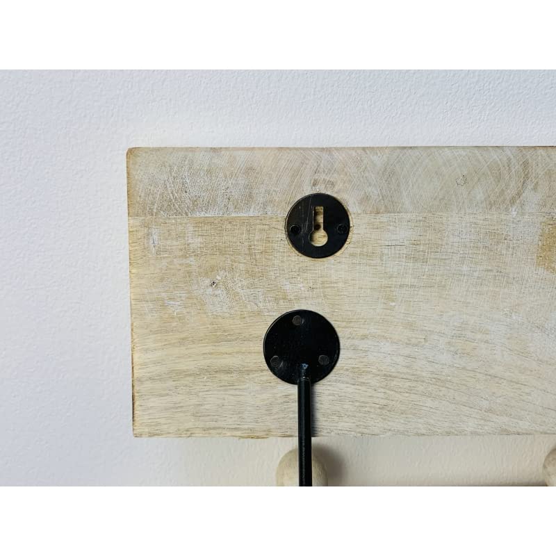 Perchero pared 3 colgador madera tallada arbol de la vida 38x5x16 cm