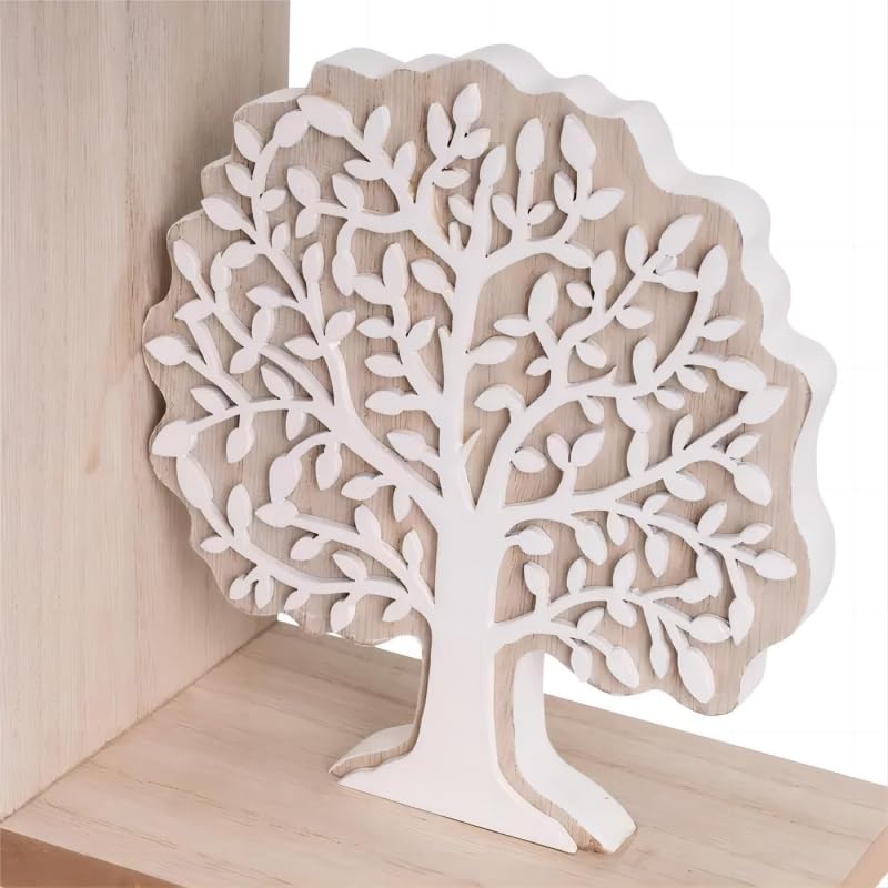 DAMDAM GO - Sujetalibros Decorativo Arbol de La Vida Madera Estilo Nórdico 2 Unidades