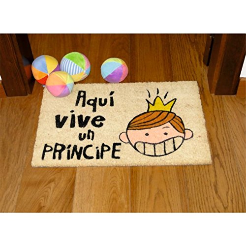 Felpudo Aquí Vive Un Principe, Marrón, 40 x 60 cm