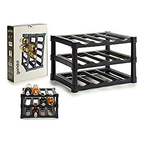 Botellero 12 Botellas negro plastico 30x39x25 cm