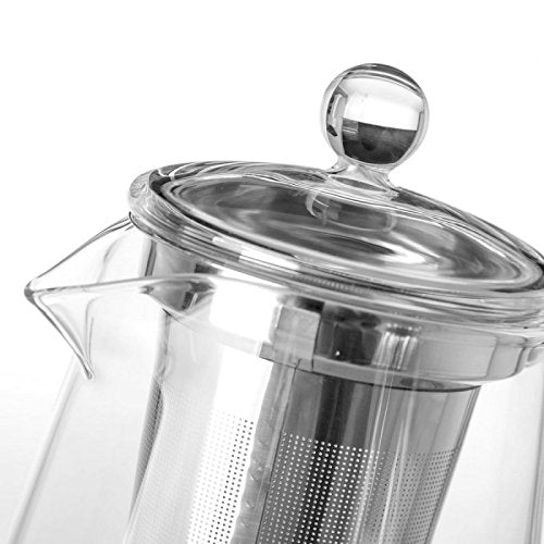 Tetera con filtro moderna transparente de cristal para cocina Basic