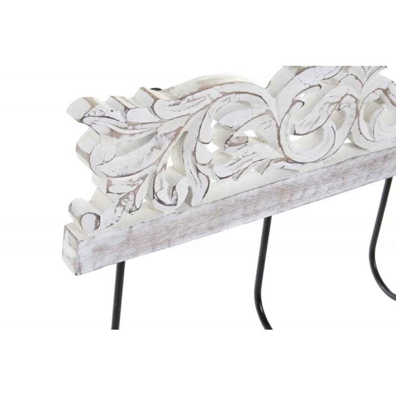 Perchero de Pared Mango Madera Tallado Metal 4 colgadores