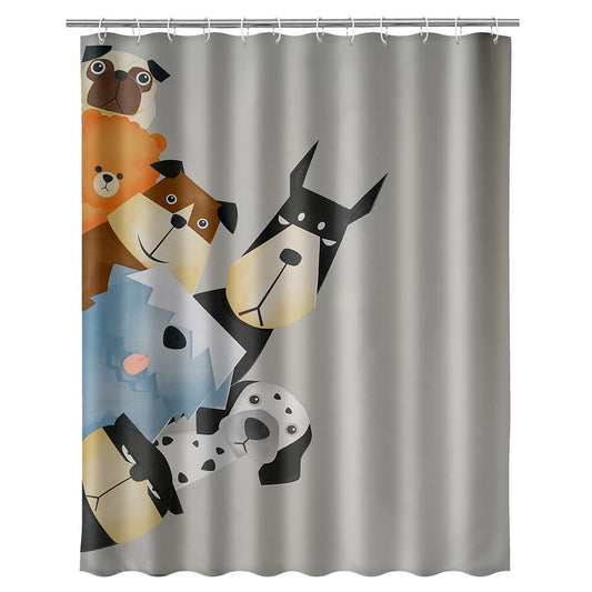 Cortina de baño de cómic Gris de poliéster de 180x200 cm