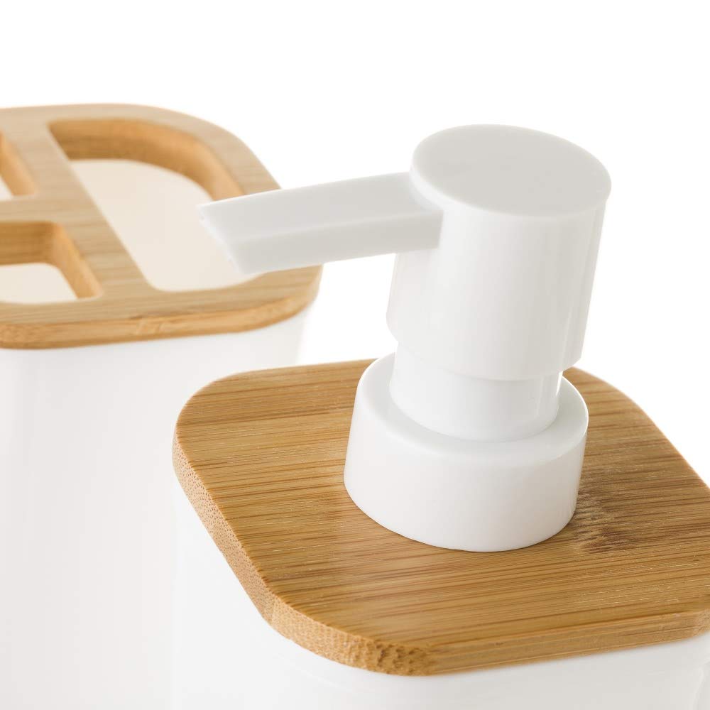 Dispensador y portacepillos de baño Blanco de plástico nórdico para Cuarto de baño Vitta