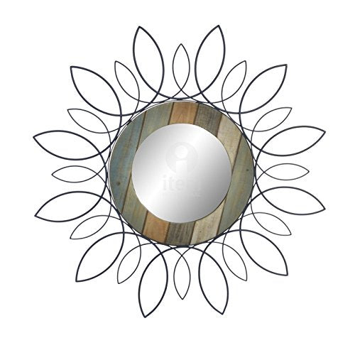 Espejo de Pared Madera Metal 80 cm