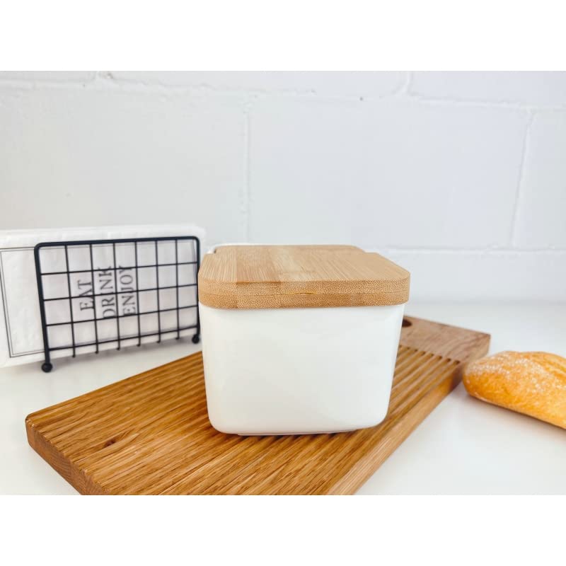 Salero Cocina Negro Ceramica con Tapa Madera para Cocina Factory