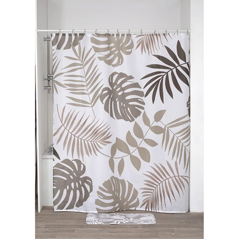 Cortina Hojas Tropical de Poliéster Oriental para Cuarto de Baño de 180 x 200 cm Sol Naciente (Hojas Tropical)