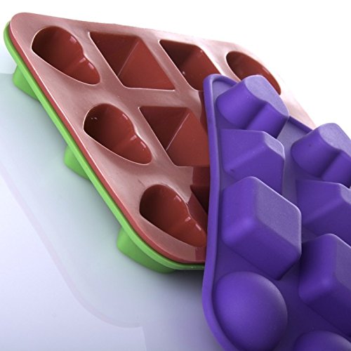 Molde cubitos hielo silicona verde, rojo y morado. 17,50 x 13,50 x 2 cm