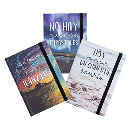 Libreta moleskin diseño frases 3m - 10x14cm Pack 3 ud.