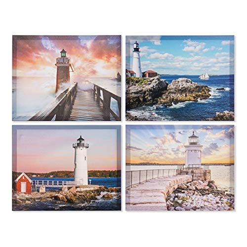 Set 4 Cuadro Lienzo Paisaje mar Faro 40x50 cm