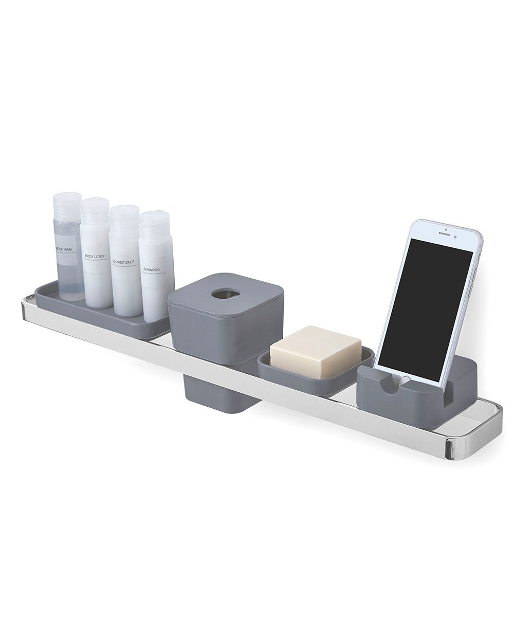 scillae teléfono soporte, soporte para teléfono Soporte para teléfono Soporte, baño de melamina, acabado en gris mate