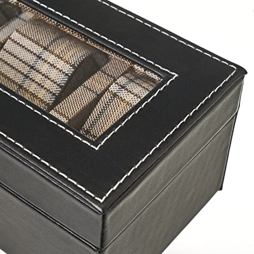 Joyero para Relojes de Piel sintética Negro de 30x10x8 cm