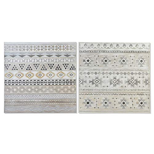 Set 2 Cuadro Lienzo Madera Ikat 90x90 cm