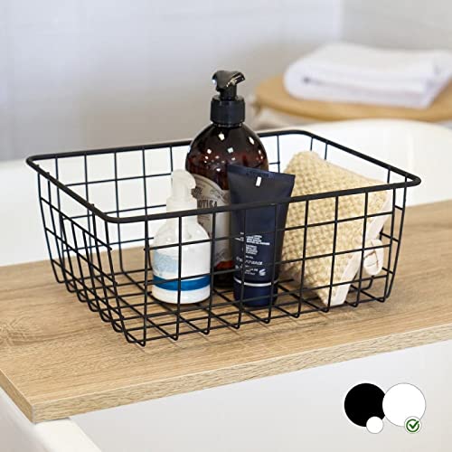 Cesta de Metal Blanca organizadora con Rejilla de 28x21,50x11,50 cm