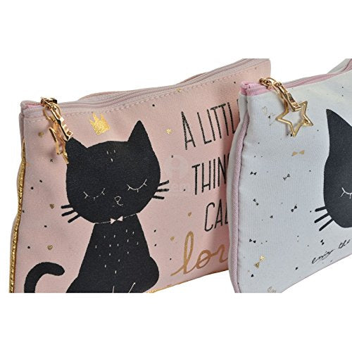 Set 2 Neceser Algodon Gatos 20x15 cm