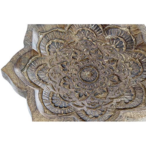 Bandeja vaciabolsillos de Madera Mango Mandala Floral, Oscuro, 22X22X4 CM