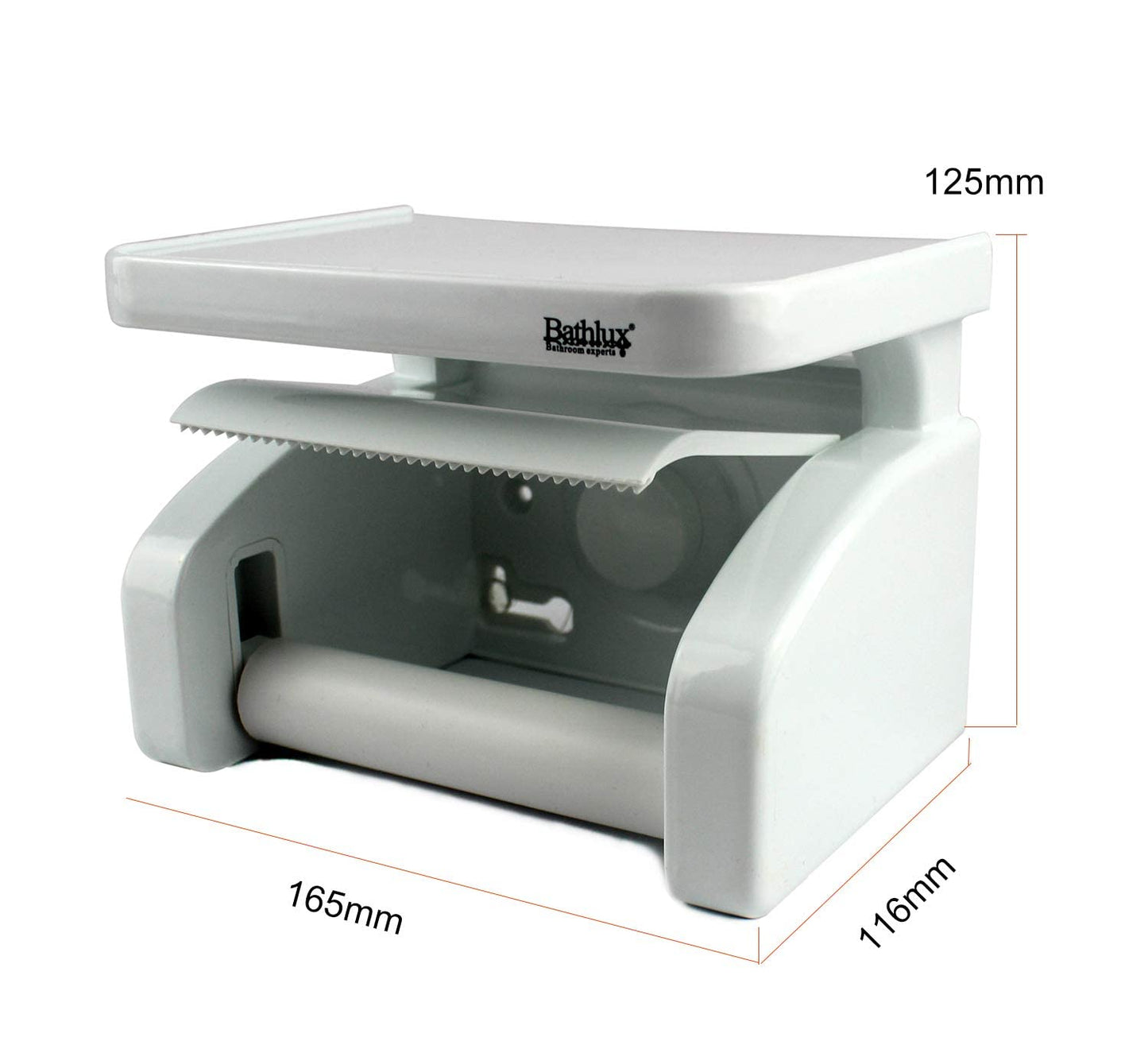 Portarrollos para Papel Higiénico de Pared con Ventosas de Fijación, Estante de Almacenamiento y Corte, Blanco