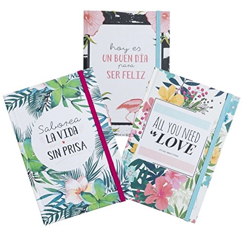 Libreta moleskin diseño frases original tropical 3m - 13x19cm Pack 3 ud.