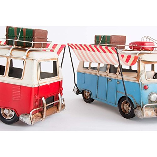 Furgoneta Vintage Decoracion Metal Clasica con toldo 41x20x25 cm - Azul
