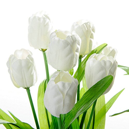 Pack 3 Planta tulipan poliester en maceta de madera .