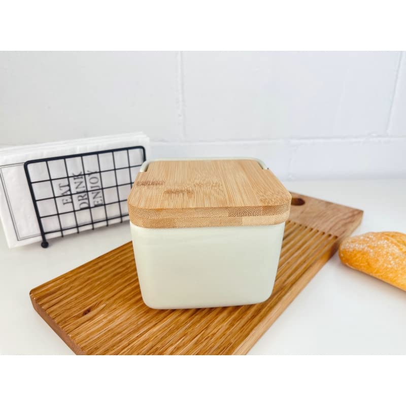 Salero Cocina Negro Ceramica con Tapa Madera para Cocina Factory