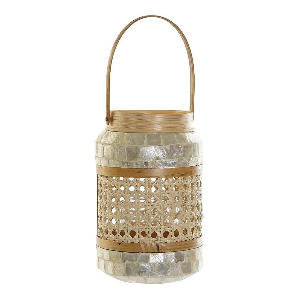 Farol portavela de Bambu Natural nacarado