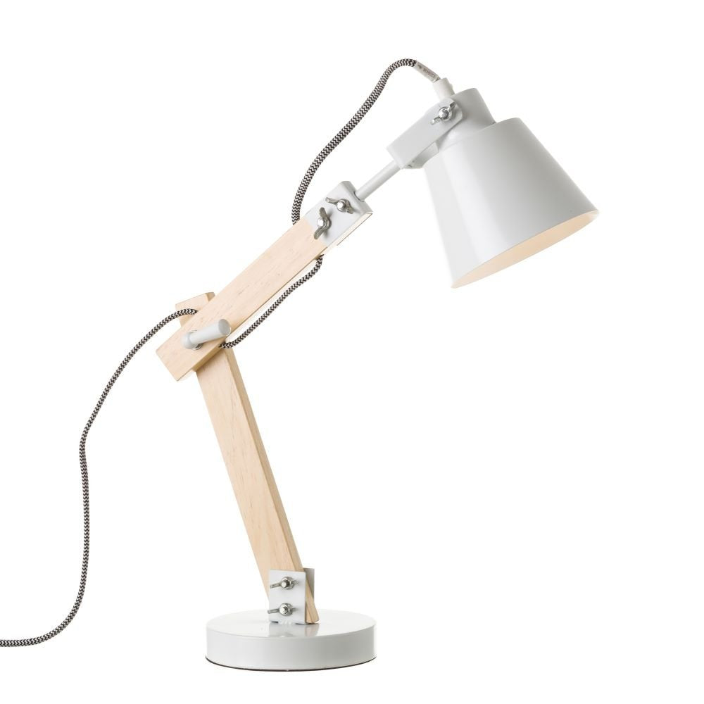 Lámpara flexo de madera blanca de diseño nórdica para salón Vitta