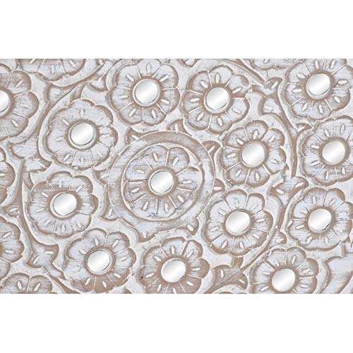 Decoracion Mural Pared Madera Flores Decorado con Cristal 90x90 cm