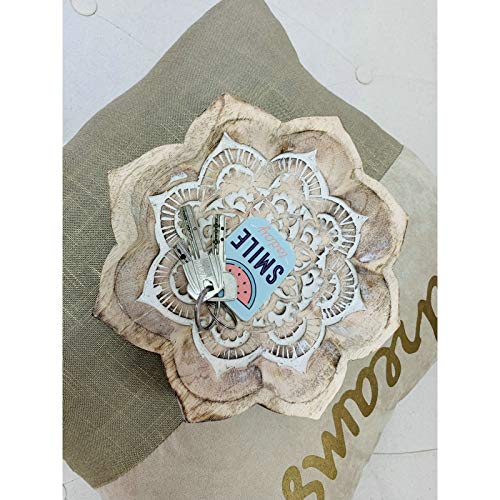 Bandeja vaciabolsillos de Madera Mango Mandala Floral, Oscuro, 22X22X4 CM