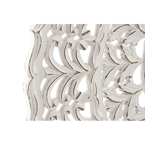 MURAL PARED MADERA TALLADA BLANCO CREMA DECAPE 91X7 REDONDO