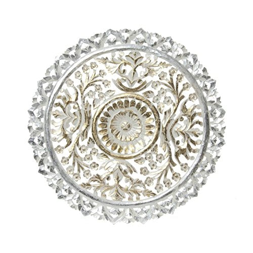 Mural tallada rozado madera étnico redondo 60 cm