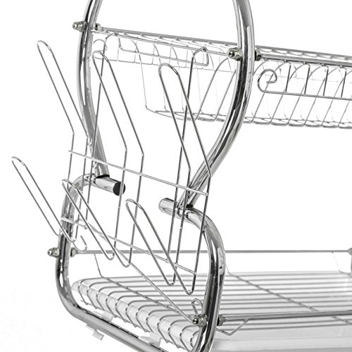 Escurreplatos metalico 2 Pisos con Bandeja Moderno para Cocina Basic - Negro