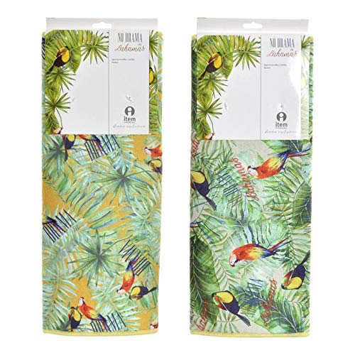 Juego de 2 tapete escurridor Microfibra Hojas Bahamas, 40x48 cm