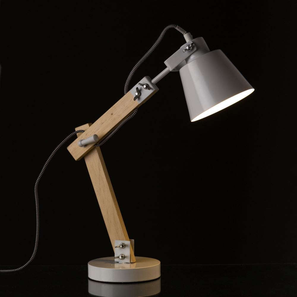 Lámpara flexo de madera blanca de diseño nórdica para salón Vitta