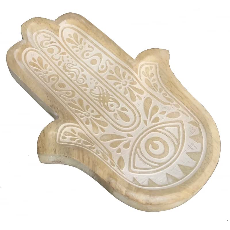Bandeja vaciabolsillos de Madera Hamsa Mano Fatima Rustico