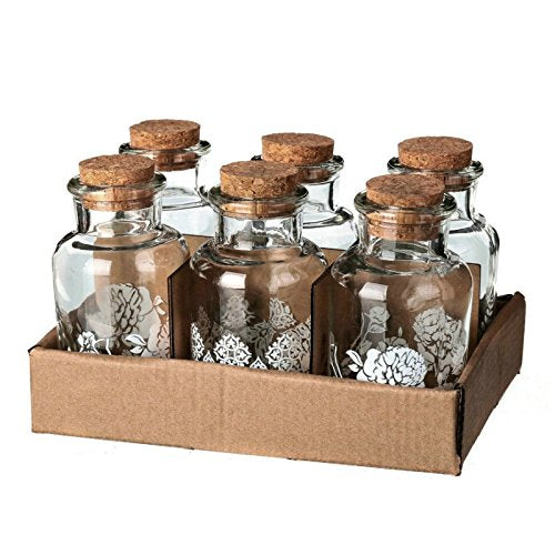 Botella Cristal 5,70 x 5,70 x 11,10 cm con tapón de Corcho. (Pack 6 Botellas)