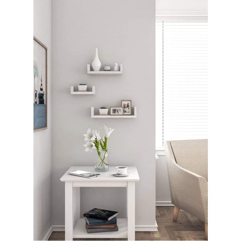 Estantería Pared en Forma de Cuadrado, Set de 3 Estantes Flotantes Juego de Baldas para Libros y Objetos de decoración - Negro
