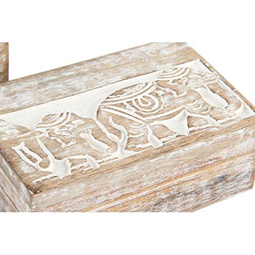 Juego de 2 Caja de Madera Mango Elefantes