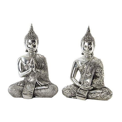 Figura Buda Resina Cromado Sentado