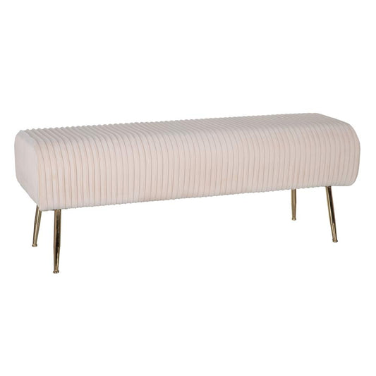 Banqueta pie de Cama de Tela y Metal contemporánea Beige de 129x45x48 cm