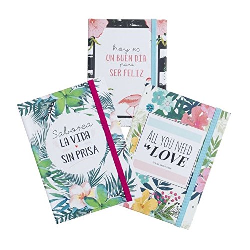 Libreta moleskin diseño frases original tropical 3m - 10x14cm Pack 3 ud.