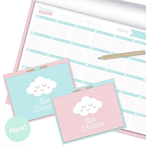 Planificador mesual 24 pags Nubes - Pack 2 ud.