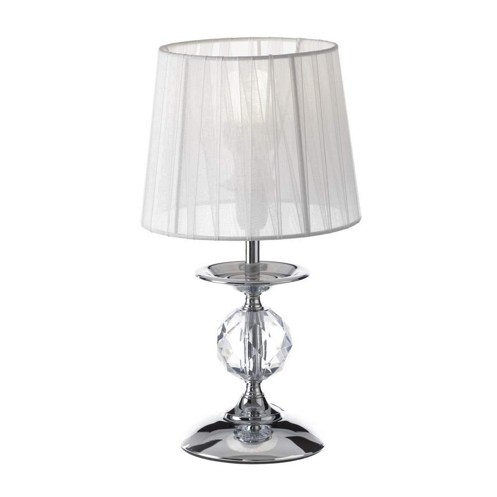 Lámpara de mesita de Noche Moderna Plateada de Metal para Dormitorio, 17.5x17.5x31 cm