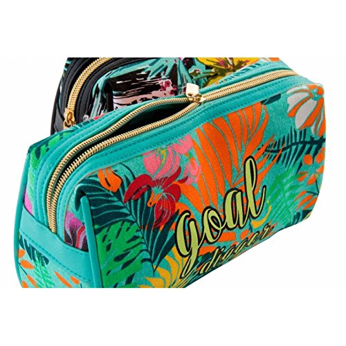 Set 2 neceser pu hojas tropical .