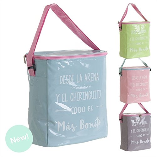 Nevera de playa portatil diseño moderno frase chiringuito . - Verde