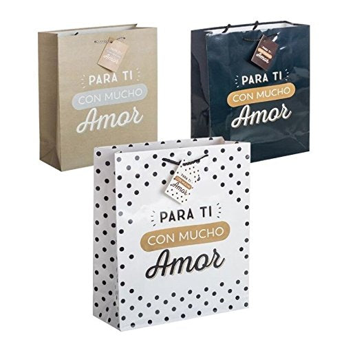 Pack 3 Bolsas de Regalo Papel para ti con Mucho Amor