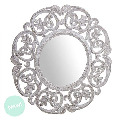 Espejo 60x60 cm redondo madera color natural