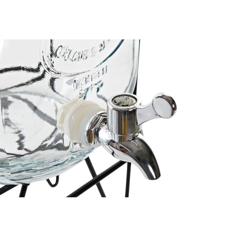 Dispensador Doble de Bebidas Cristal con Soporte Metal 4 L x2