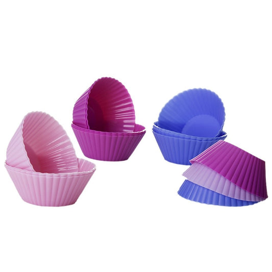 S/18 molde cupcake 3/c silicona 6/rosa, 6/fucsia y 6/azul. 7,50 x 7,50 x 3 cm