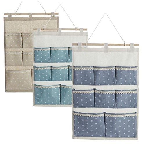 Organizador colgante 8 bols colores estrellas para cuarto de baño (Verde)
